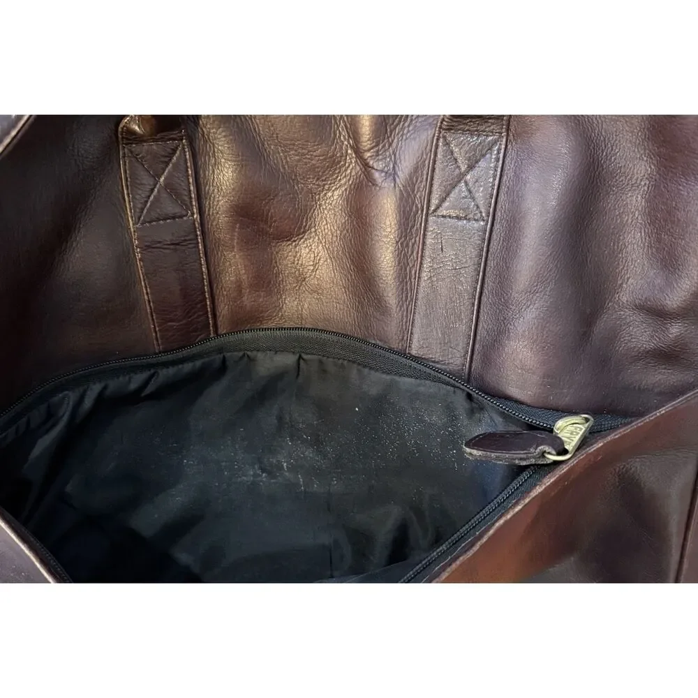 Frye Messenger Bag Leather Zip Work Briefcase in Brown Leather Distressed